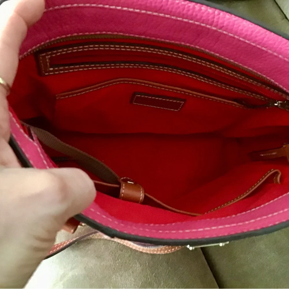 Dooney & Bourke Pink Leather Bag with Brown Handles - Picture 2 of 6